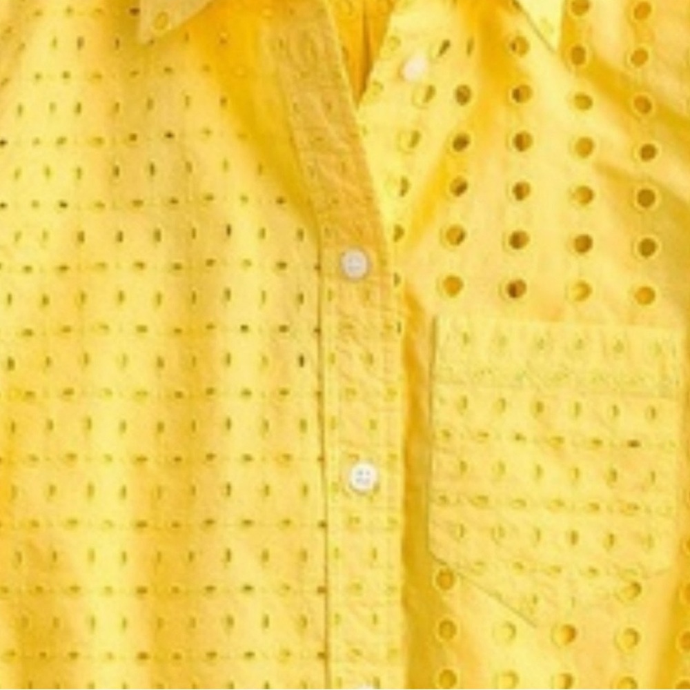 J.Crew eyelet, yellow button up cotton blouse - Picture 13 of 14